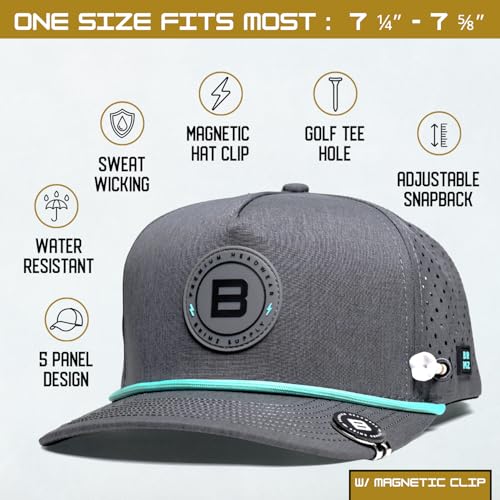 Image of BRIMZ Golf Performance Hat - Tee Holder & Magnetic Ball Marker - Breathable, Sweat & Water Resistant Golfing Snapback Hat