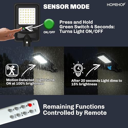 Image of Homehop Solar Light Outdoor Home Garden 100W Street Motion Sensor Security | Solar Street Light Outdoor Waterproof Automatic LED Wall Lamp for Yard, Patio, Balcony with Pole (Cool White, 6000mAh, ABS)