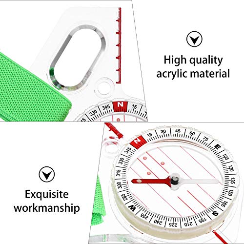 NUOBESTY Bússola de acrílico multifuncional para acampamento ao ar livre, régua de bolso, ferramenta