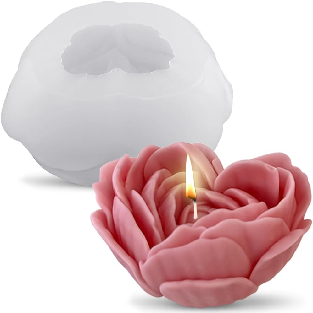Skytail Silicone 3D Flower Heart Candle Mold Rose Heart Shape Making Scented Candle Wax Melts Home Decoration Candles Resin Casting Mold Handmade Valentines Day Couple Gift DIY Soap Mold Chocolate Cake Baking Molds-image-10