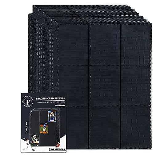 9 Pockets Trading Card Binder Sleeves Pages ,900 Pockets/ 50 Sheets Card Protectors Fit 3 Ring Binder Card Sheets Double-Sided for Standard Size Cards Sport Cards Id Game Cards OS0850BK