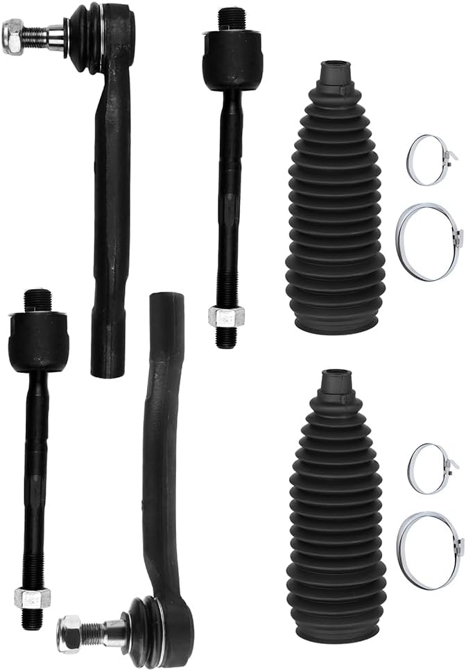 Front Inner Outer Tie Rod End w/Steering Boot fit 2003-2008 for Honda Pilot 2001-2006 for Acura MDX, Front Suspension Kit - 6pc Set