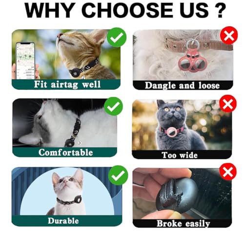 Coleira para gatos AirTag, coleira de segurança para gatinhos com suporte para Airtag da Apple, lind