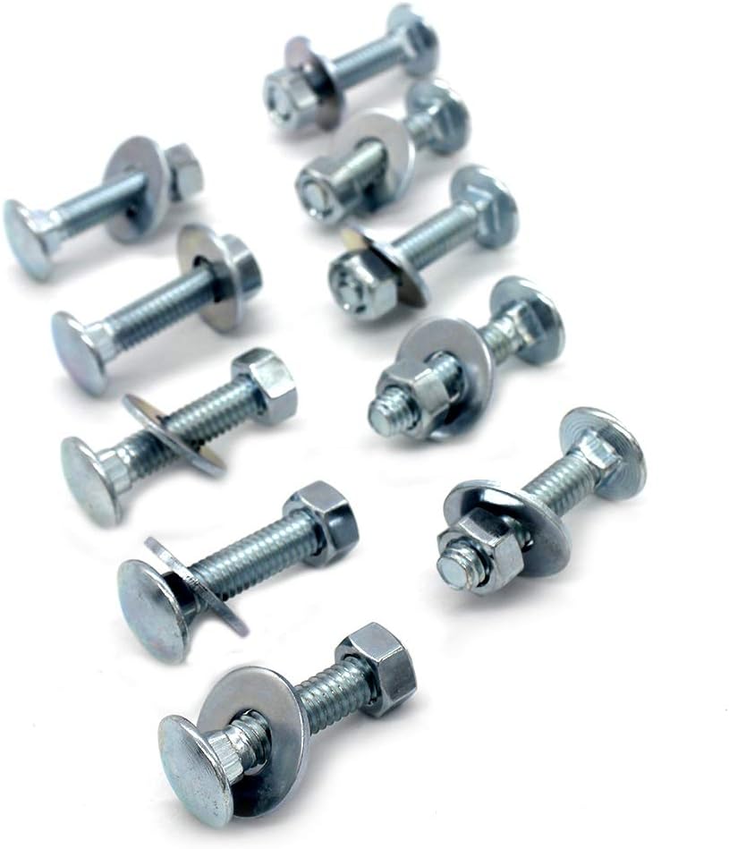 (10 pc)5/16-18 x 1-1/4" Long Square-Neck Carriage Bolts Set w/Nuts & Washers,Zinc-Plated,Carbon Steel Grade 2,by Fullerkreg