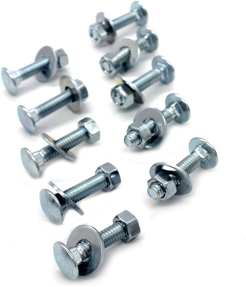 10 pc) 1/4-20 x 2 Long Square-Neck Carriage Bolts Set w/Nuts