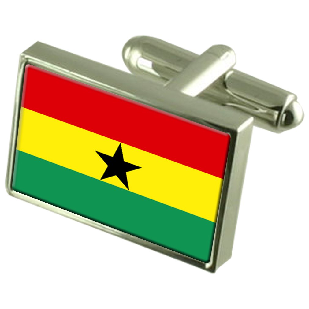 Select Gifts Men's Ghana Flag Cufflinks Personalised Engraved Keepsake Box
