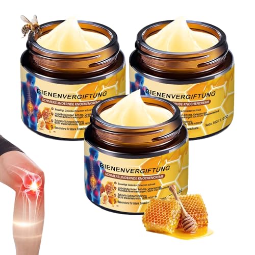 EONFAVE Bee Venom Bienengift Creme 3 Stück Bienengiftsalbe Bienengift Gelenkcreme Natürlich Bienengiftsalbe Joint Gel für Rücken Nacken Knie Deep Nourishment Beruhigend Sanft Pflegend (180G)