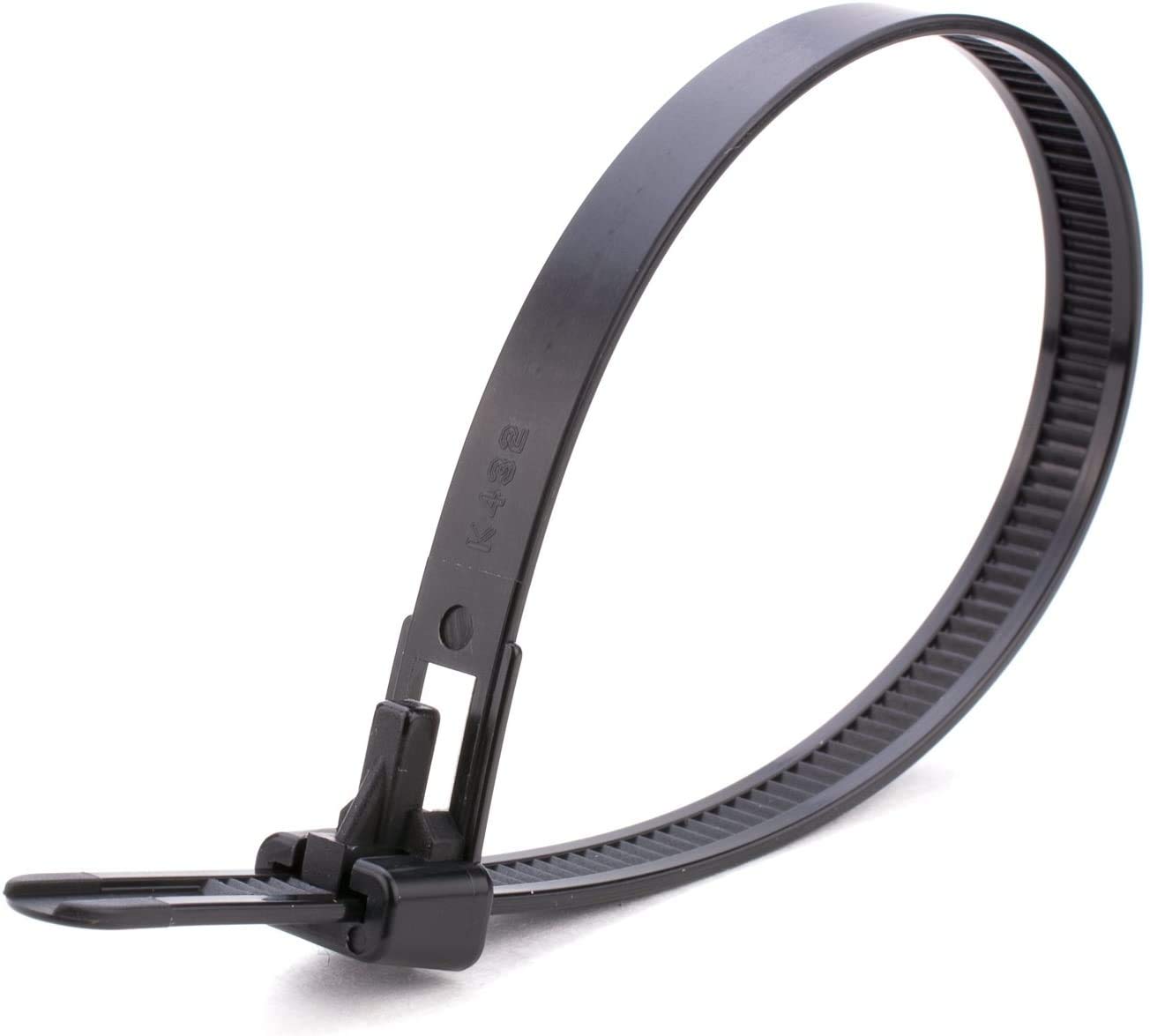Sgc Black 100 Pack Releasable Reusable Cable Ties Natural Strong Nylon Premium Cable Ties (4.8Mm X 300Mm, )