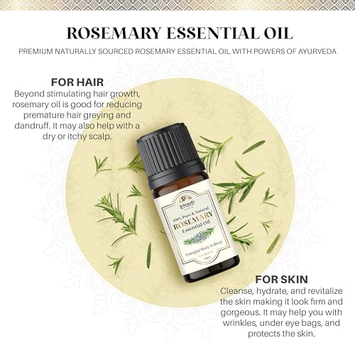Image of Rosemary Essential Oil for Hair Growth | Essential Oil for Blemish-free & Clear Skin | Natural Hair Nourishing & Soothing Essential Oil - Pack of 5 - (5x10ml)