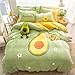 Produktbild Bocotous Winter PlüSch BettwäSche,Cartoon Bettwäsche Set für Kinder, Flanell Erwachsene Bettbezug Einzel Doppelbett Set Heimtextilien Bettwäsche Grün 3 200 * 230 cm (4 stücke)