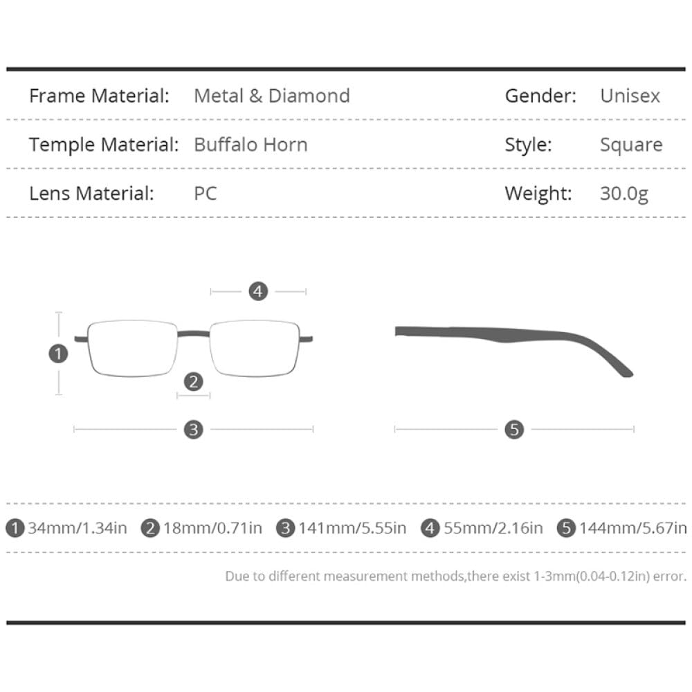 MUTYNE Brille Herren Quadratisch Luxus Diamanten Prächtige Randlose Brillengestell Damen
