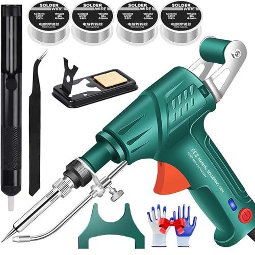 Qinyuyang Ensemble De Pistolets à Souder Multifonctions, Pistolet à Souder à Chauffage Interne Portable Soudeur Laser Fer à Souder Pistolet Etain à Souder Manuel,Green