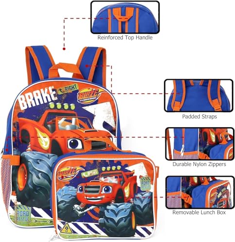 Ruz Blaze and the Monster Machines Kid's 16 Inch Backpack With Removable Lunch Box Set School, Large2