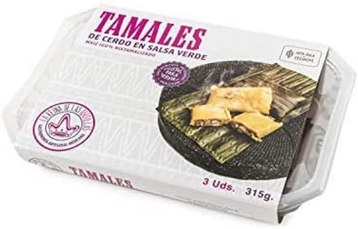 Tortillas La Reina - Tamales de cerdo en salsa verde - 3 unidades - Maíz 100% nixtamilizado - Aptos para Celiacos - Caducidad 4 meses 3 La Reina de las Tortillas - Líder europeo en gastronomía artesanal mexicana -Tamales de cerdo en salsa verde. Maíz 100% nixtamilizado. Aptos para Celiacos. 3 unidades. Caducidad 4 meses - ¿Vale la pena?