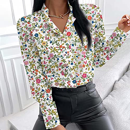 Masrin-Damenbluse-Laessiges-Hemd-mit-Blumendruck-Einreihige-Bluse-mit-Umlegekragen-Langarm-Shirts-Elegante-Hemden