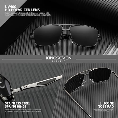 KINGSEVEN 2022 Brand Classic Square Polarized Sunglasses Men's Driving Male Sun Glasses Eyewear UV Blocking Oculos N79064