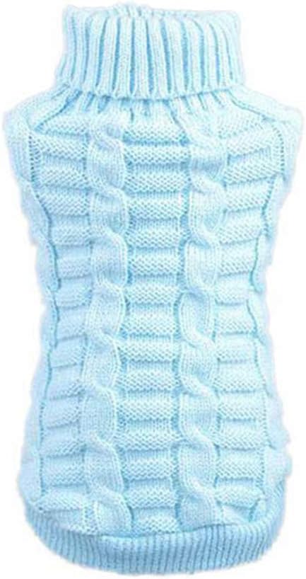 Puppy Sweater, Warm Doggie Clothes Cute Knitted Classic Pet Dog Shirt Apparel (L, Sky Blue)