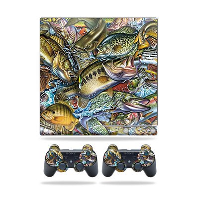 Skin Compatible with Sony Playstation 3 PS3 Slim + 2 Controllers – Action Fish Puzzle | MightySkins Protective, Durable, and Unique Vinyl Decal wrap Cover | Easy to Apply, Remove | Made in The USA