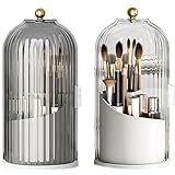 Makeup Brush Holder with Sliding Lid,Concealed Toothbrush Holder,360° Rotating Dustproof Makeup Organizer, Waterproof Dustproof Holder for Toothbrush Toothpaste Cosmetics