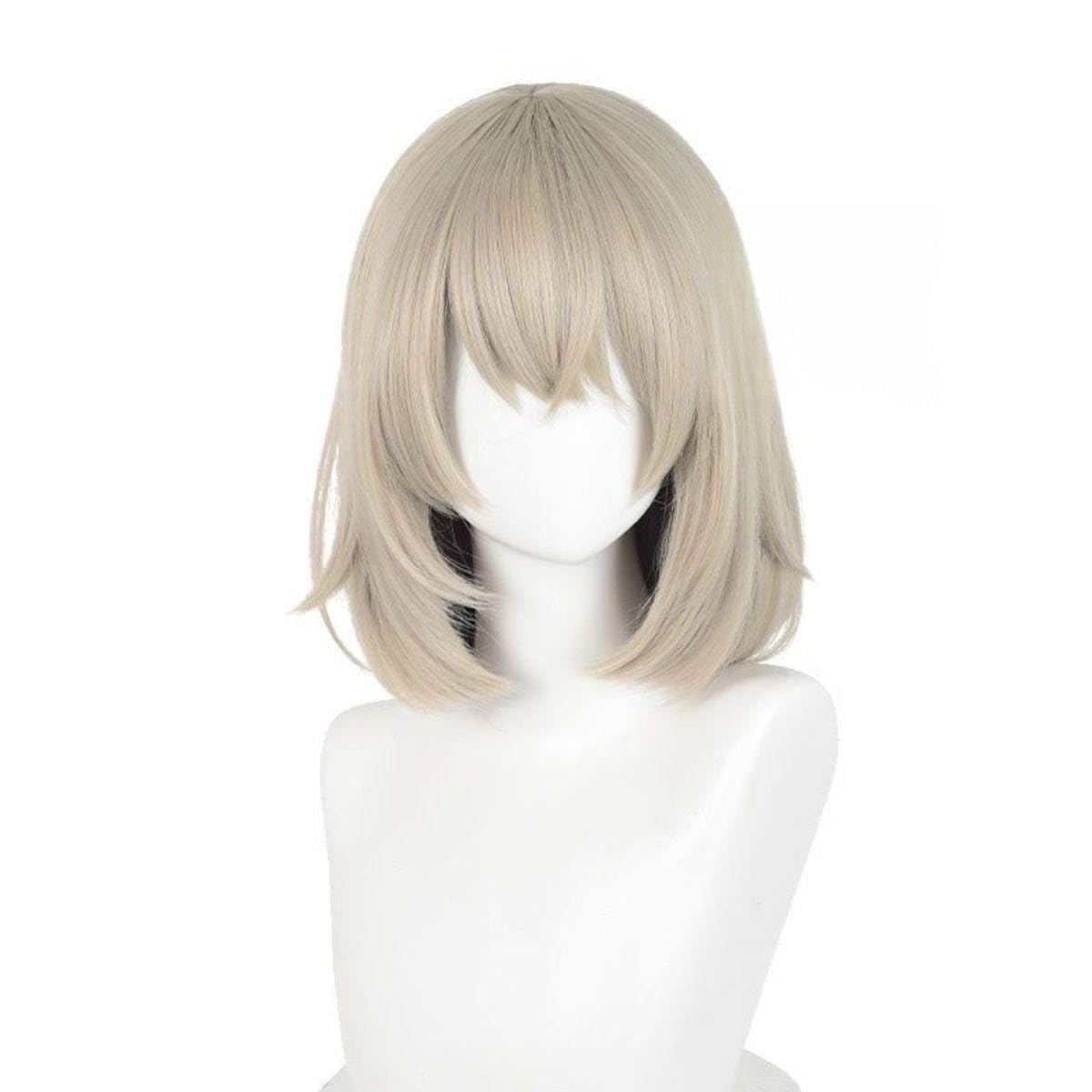 PWEINCY 35cm Short Greyish-gold Wig Women Synthetic Hair for Halloween Adults Party Role Play
