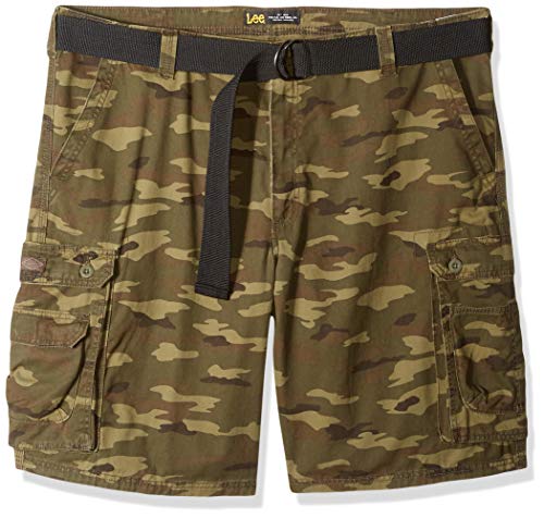 Lee Men's Big & Tall Dungarees New Belted Wyoming Cargo Short, Combat camo, 52