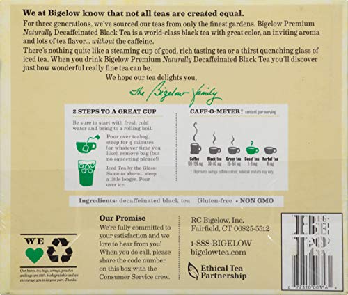Bigelow 48 Count Premium Decaffeinated Blend Black Tea, Contains 48 Individually Wrapped Tea Bags, Decaf Tea #TOP6