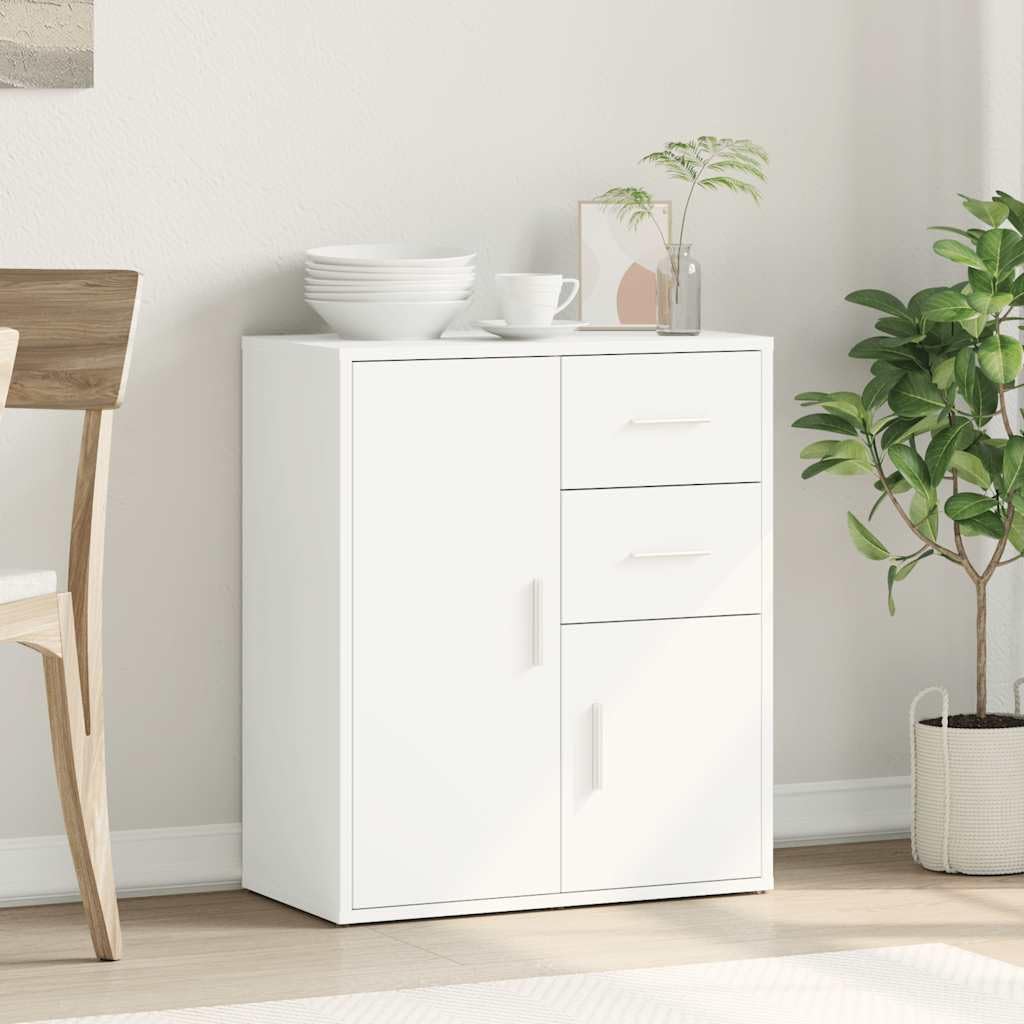 Aparador blanco de 60 cm de ancho de madera, armario blanco 60 x 31 x 70 cm con práctico espacio de almacenamiento, aparador 70 alto en diseño moderno