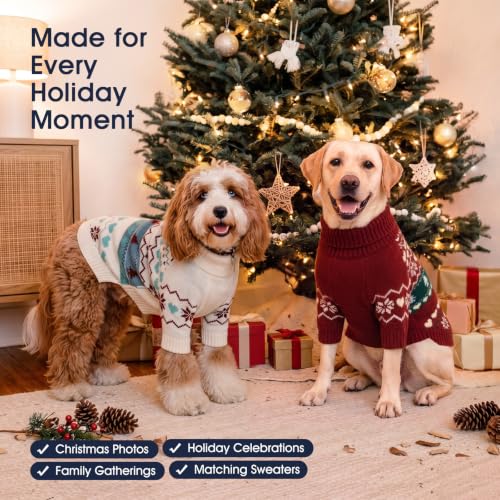 Image of IECOii Warm Dog Sweater, Turtleneck Knitted Winter Clothes for Cold Weather