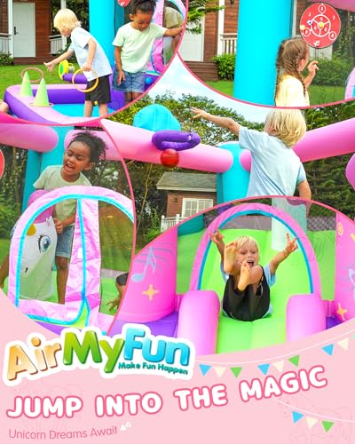 Unicorn Bounce House with Slide, Inflatable Pink Bouncy House with Air Blower,Fun Bouncy Castle for Girls Aged 3-10,Ideal for Birthday Parties and Backyard Fun,Wet & Dry Use with Water Pool& Ball Pit - Image 5