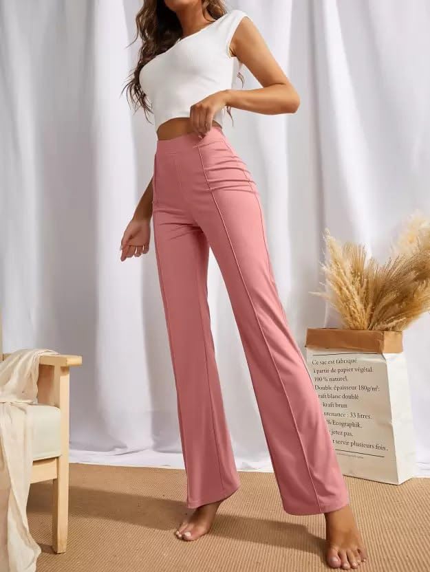 Cotton Bland Casual Pant for Women's Bottom Length Regular fit Cotton Bland Trouser Straight Fit Pants for Formal Office Casual and Daily Outdoor Lifestyle Peach 4 51bZg1EoknL