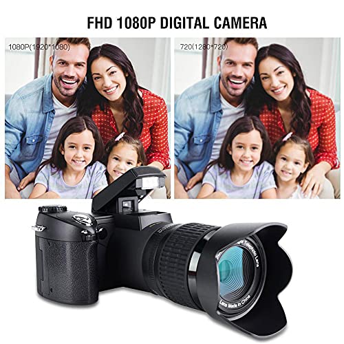 RANNYY Digitalkamera, 33MP Digitalkamera DSLR 0,5X Weitwinkelobjektiv + 24X Teleobjektiv + LED-Licht – Bild 4