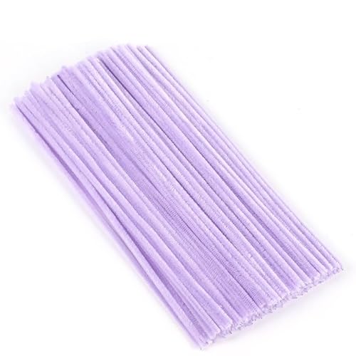 手芸モール カラーミックス 6 mm カラー クラフトモール 工作 花 フラワー ワイヤー 骨格 アート DIY 飾り物 造形材料 学校 手作り素材 手芸 用品 (パステルパープル, 約100本)