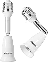 DiCUNO Light Socket Extender, E26 Light Bulb Extender, 4.5 Inch Extension, Adjustable Socket Extension Adapter, 180° Bendable, 350° Rotatable, Medium Screw Base, 2-Pack