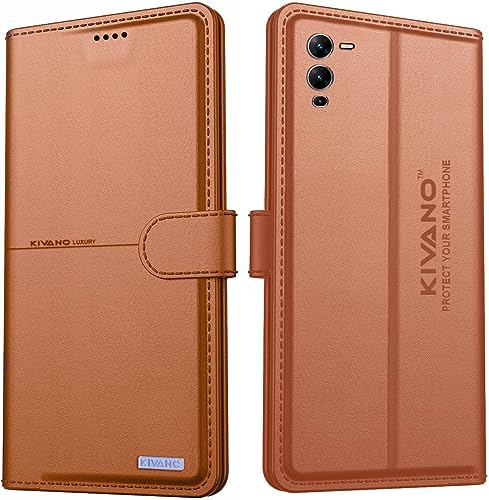 Image of KIVANO Compatible with Vivo V25 Pro Flip Cover | Leather Finish | Inside Pockets & Inbuilt Stand | Shockproof Wallet Style Magnetic Closure Back Cover Case