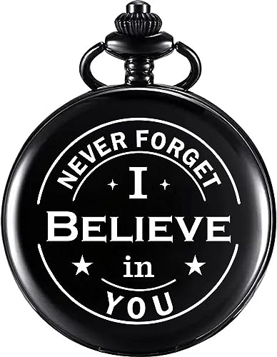 Image of Vintage Gandhi Style Pocket Watch with Engraved Designs & Messages Royal Black Analog for Men Women & Kids Includes Key Ring for car or Bike Keys Ideal Gift