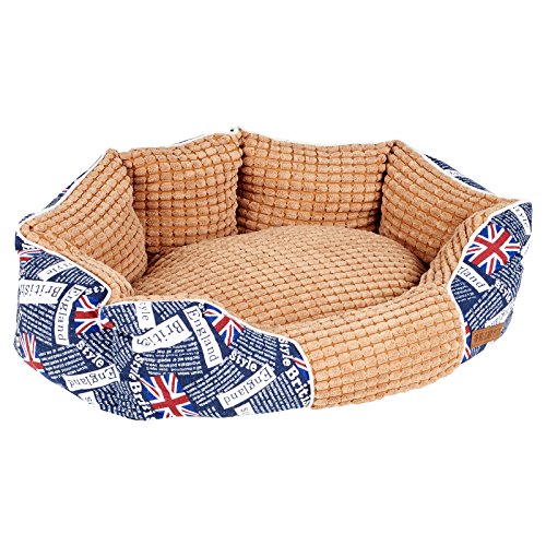 Me & My Pets Tan Union Jack Print Dog Bed - Choice of Size