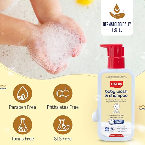 Image of LuvLap Baby Wash & Shampoo 400 ml + Baby Cream 100 gm Combo Set