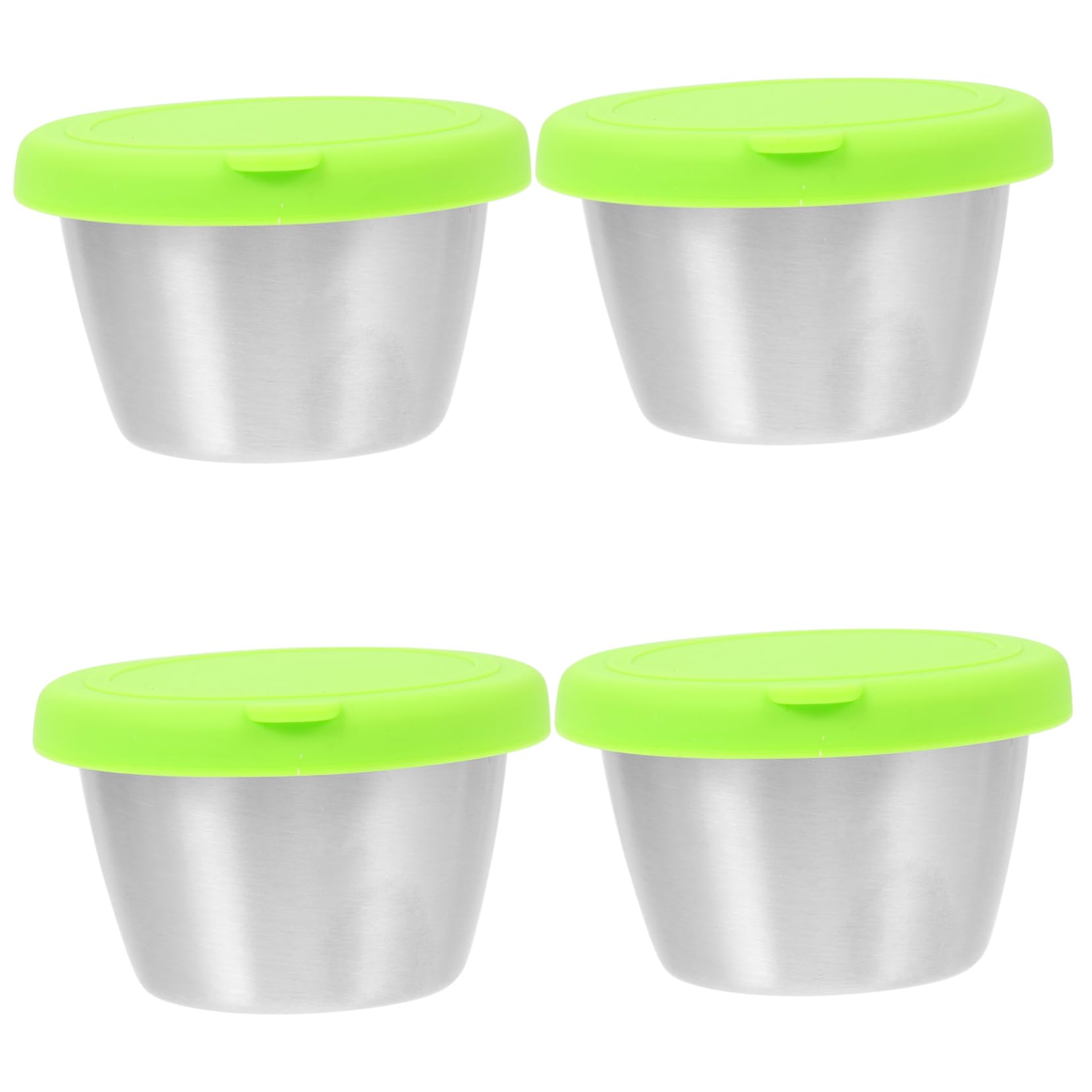 COLLBATH Set of 4 Steel Ramekins Dipping Sauce Cups Lids Condiment Cups for Salad Home Ketchup Dishes Multipurpose Sauce Bowls