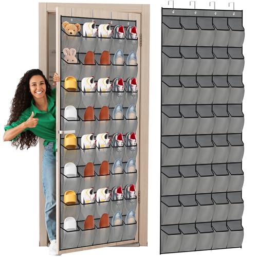 Over the Door Shoe Organizer, 40 Large Mesh Pockets Hanging...