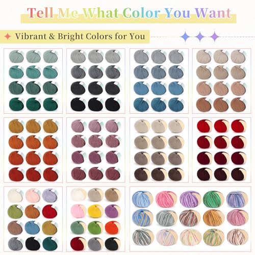 Image of Coopay 12 Pack DK Yarn for Crocheting, Wool Yarn for Knitting | Wool Blend Yarn- 60% Wool 40% Polyester-1.76oz /164Yds, - #3 DK- Crochet Yarn for Clothes, Scarves, Blankets (Khaki Family)