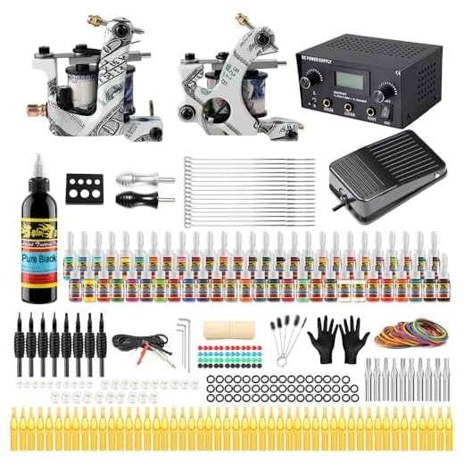 Solong Tattoo® Complete Tattoo Kit 2 Pro Machine Guns 54 Inks Power Supply Foot Pedal Needles Grips Tips TK271