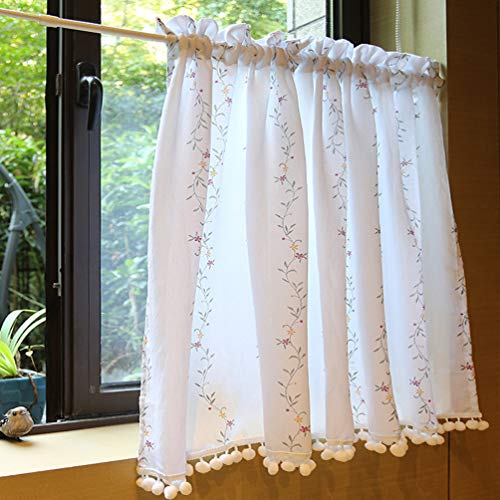 Cortina de medio panel de decoración moderna hecha a mano en algodón blanco premium 2