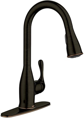 MOEN Kaden - Grifo de cocina con rociador desplegable de un solo mango con reflejo y limpieza eléctrica en bronce mediterráneo