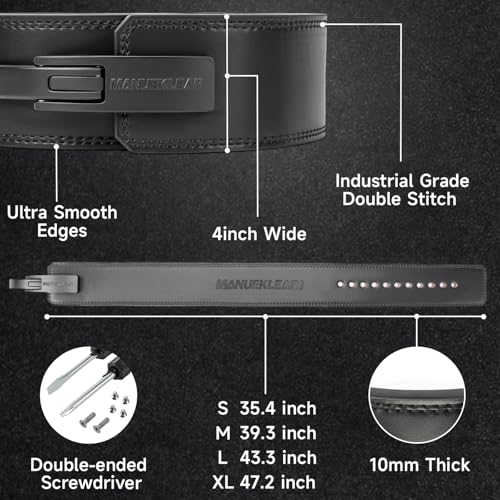 Image of 10mm Thick & 4inch Wide Weight Lifting Belt Lever, Lever Belt Weightlifting for Men and Women, Powerlifting Lever Gym Belt for Squat Deadlift Workout (Black, XL)