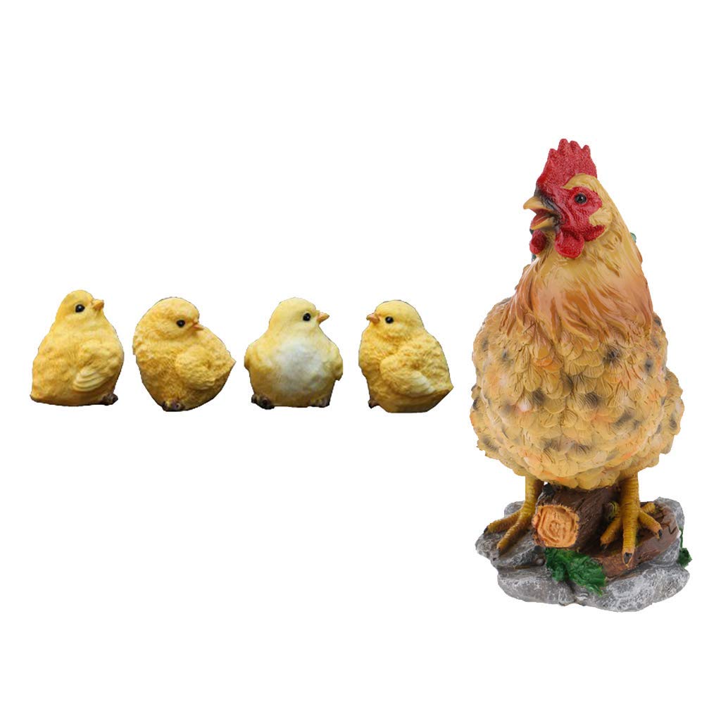 Unbekannt Decortaive Garden Ornaments Resin Chick And Hen Figurine Figures For Outdoor Decor Aod