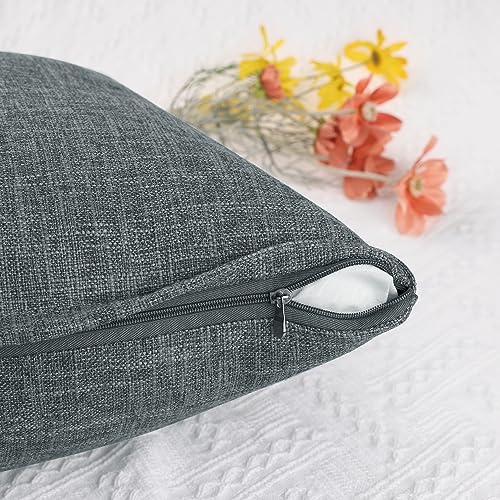 Uxcell Pack of 2 Burlap Linen Throw Pillow Covers Square Rustic Decorative Cushion Cover Farmhouse Solid Pillowcases for Couch Sofa Living Room Home Decor Black 50 x 50 cm - Image 4