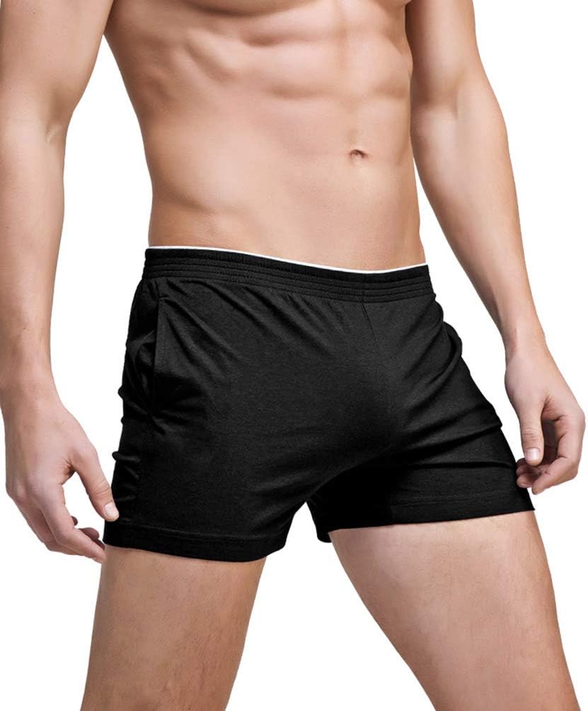 Linemoon Men's Solid Cotton Sleep Bottoms Fashion Simple Active Shorts - Image 3