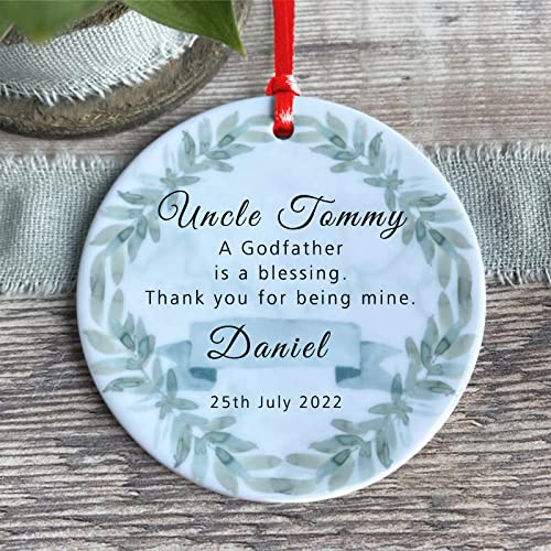 Touber Personalised Godmother Godparents Godfather Thank You Ceramic Keepsake Decoration Ornament Godmother Gifts from Godchild Keepsake for Godparents Gift for Godmother