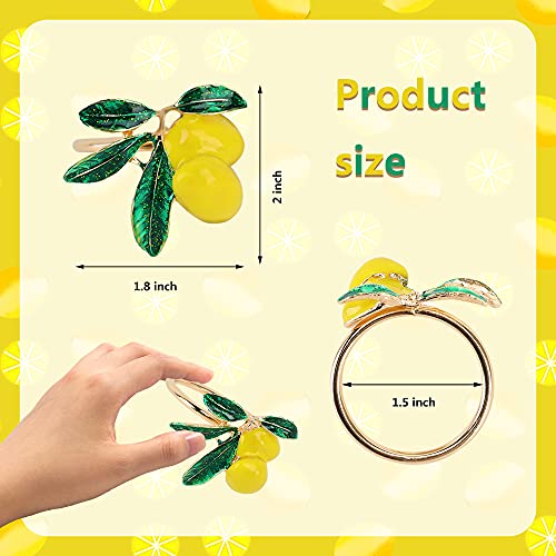 Peony Man 8 Pieces Lemon Napkin Ring Set Summer Fruit Napkin Ring Holder For Wedding thumb #1