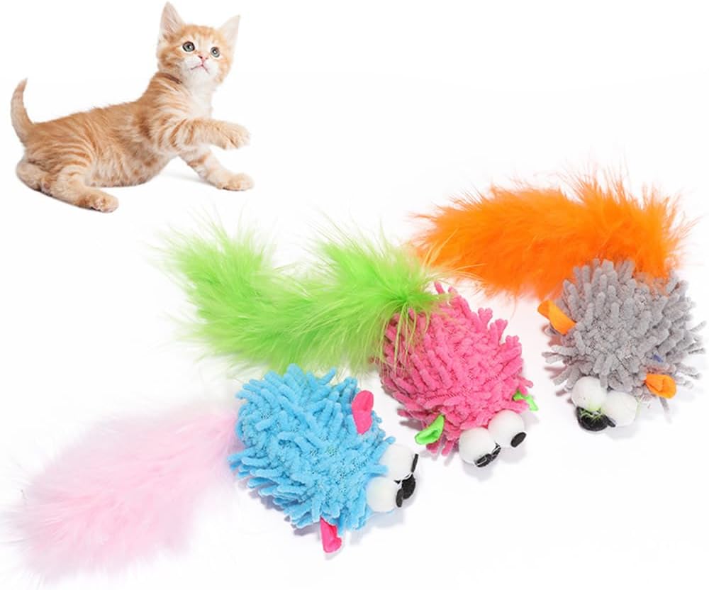 Balacoo 3 Pcs Cat Teaser Toys Mouse - Interactive Cat Toys for Indoor Cats, Kitten Teething Toys, Funny Kitten Playing Toys, Cat Chew Teething Toy for Exercise